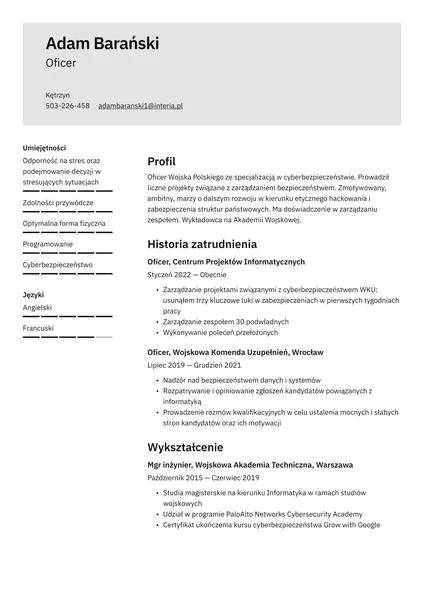 Życiorys a CV w wojsku